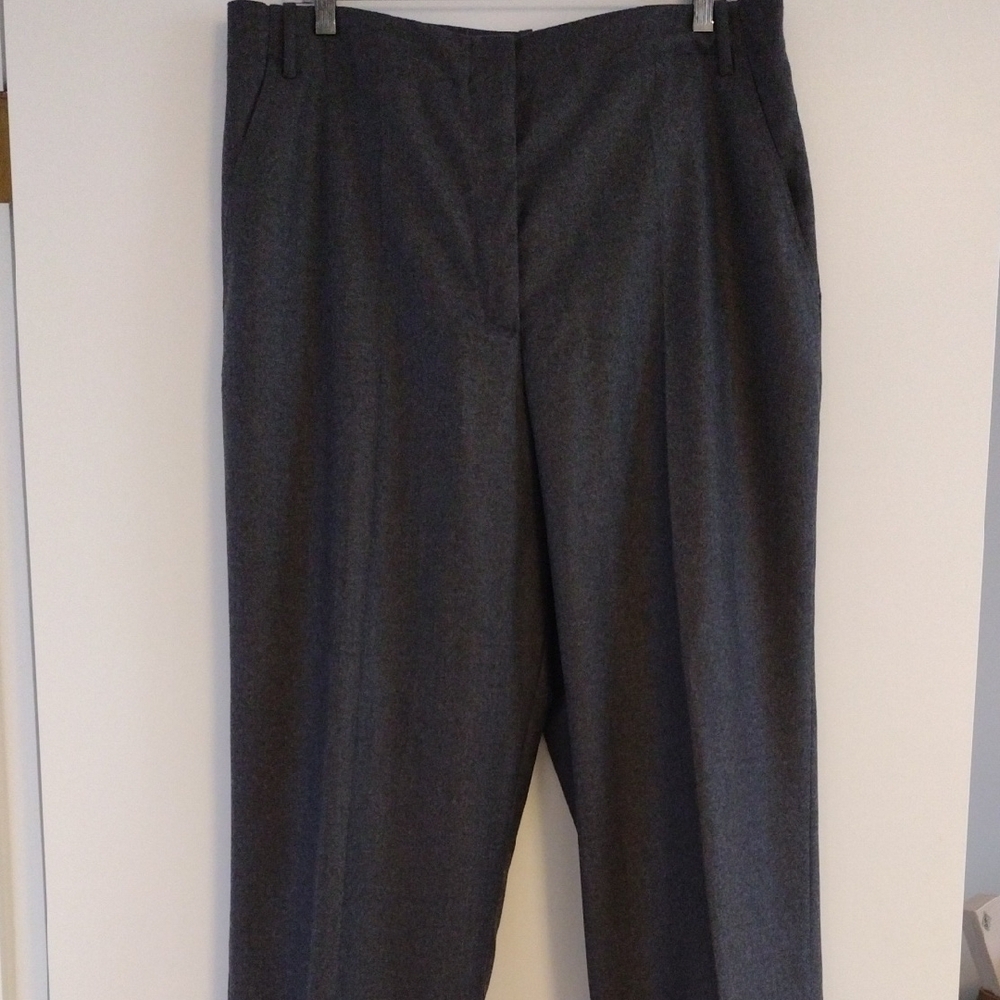 TIBI Grey Superfine Wool Flannel Rodney Straight Leg Trouser 12 - Picture 7 of 15